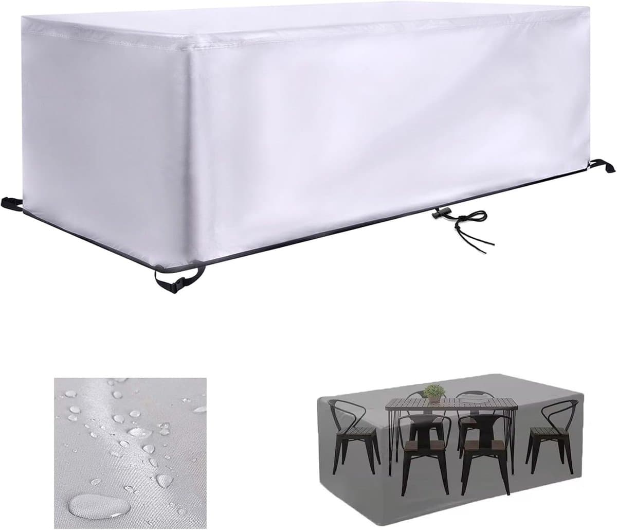 Tuinmeubelhoezen Set - Terrasmeubelhoezen - Meubels Beschermen - Waterdicht Winddicht - 100 x 65 x 55 cm - Zilver
