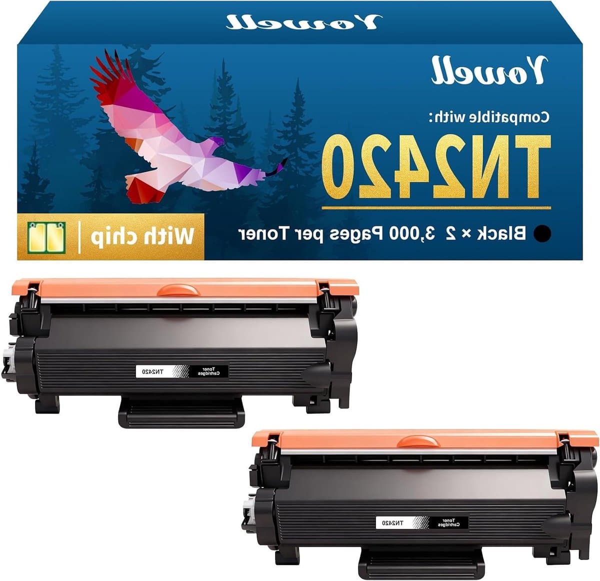 Tonercartridge TN2420 - Toner Zwart - Printeronderhoud - Met Chip - 2-Pack - Zwart