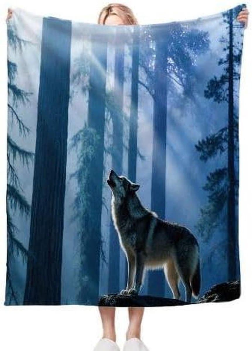 Fleece Deken - Pluche Deken - Gezelligheid Thuis - 3D-geprint Dierenpatroon - 130 x 150 cm - Blauw