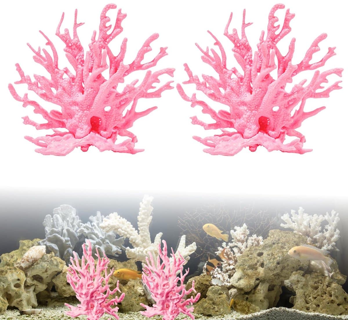 Dailygoods - Aquariumdecoratie, kunstkoralen, kunststof koralen, waterplant decoratie, koraalboom, aquarium, ornamenten voor landschap, onderwater (roze)