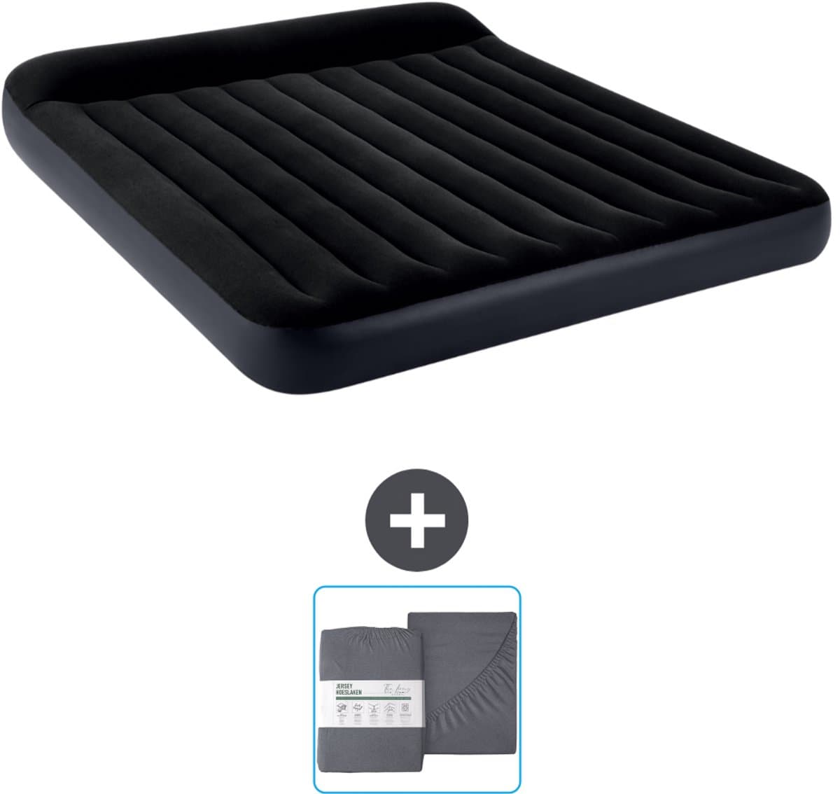 Intex Luchtbed - 2-Persoons - 183 x 203 x 25 cm - Donkerblauw - Inclusief en Hoeslaken