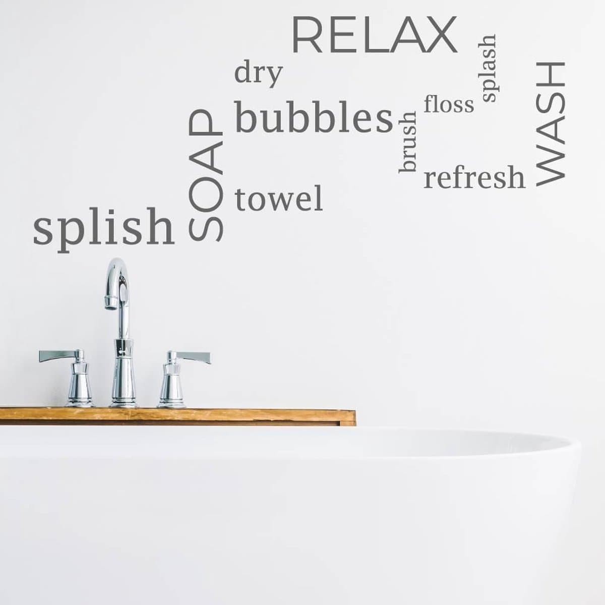 Muursticker Badkamer teksten - Donkergrijs - 80 x 35 cm wasruimte muurstickers muurstickers badkamer