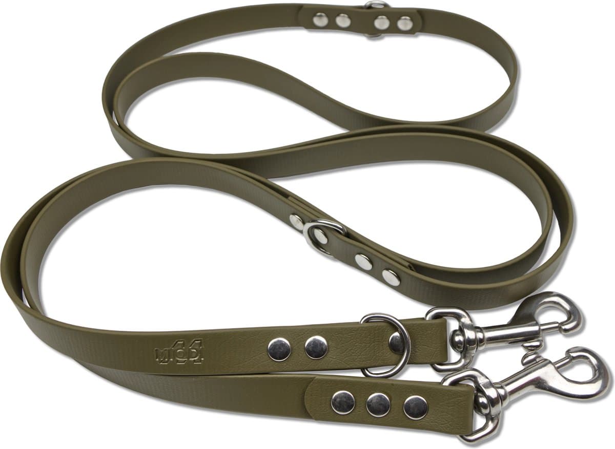 Miqdi - verstelbare, handsfree hondenriem van BioThane®- 3 meter lang - olijf groen - L - voor grote honden