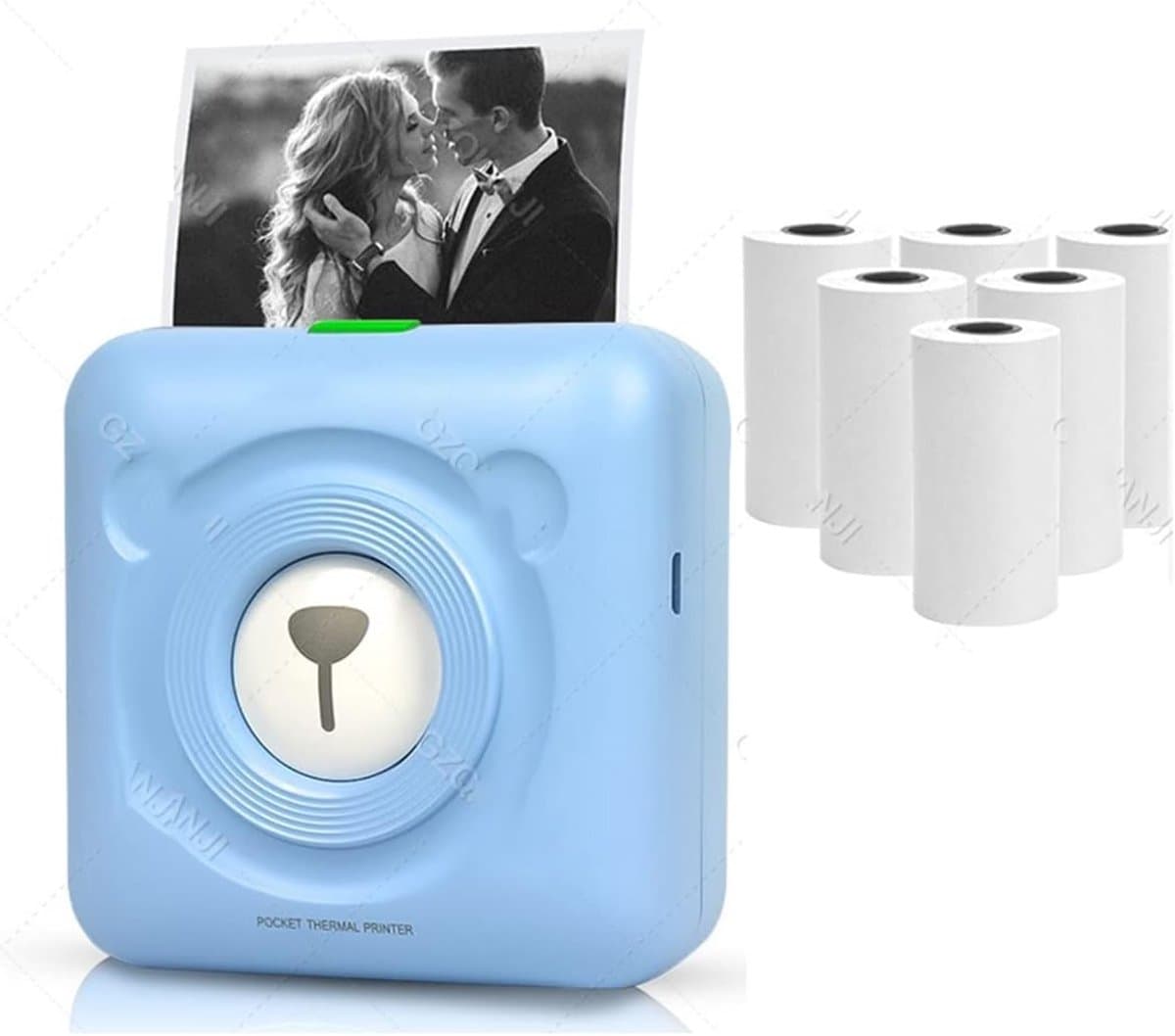 Mini Pocket Printer - Fotoprinter Bluetooth - Aantekeningen Maken - Draagbaar Lichtgewicht - 58 mm papierbreedte - Blauw