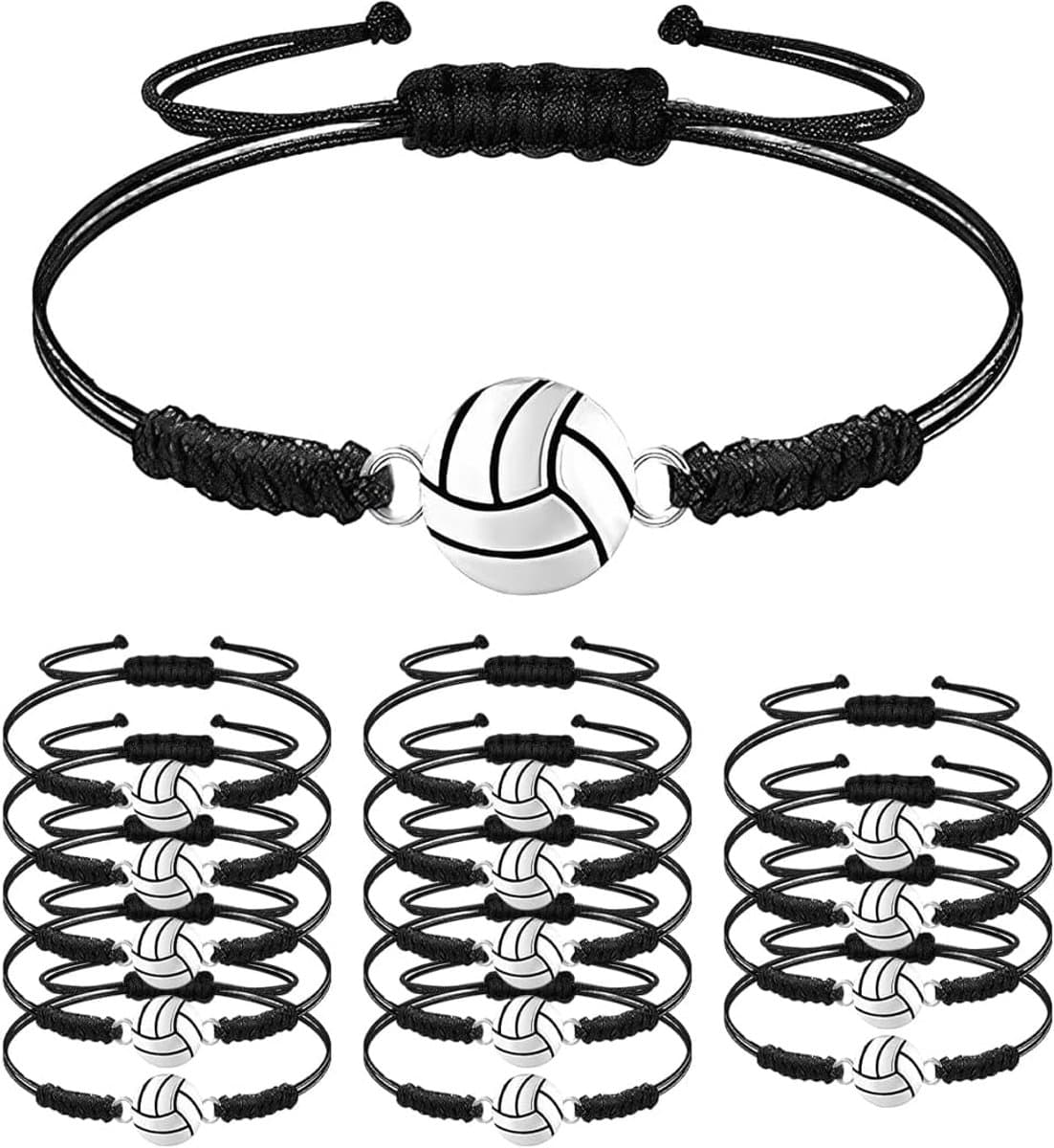 Armbanden, sportbedelarmbanden, verstelbaar, gevlochten band, vriendschapsarmband, voor jongens en meisjes, teamspelers, legering en waxtouw