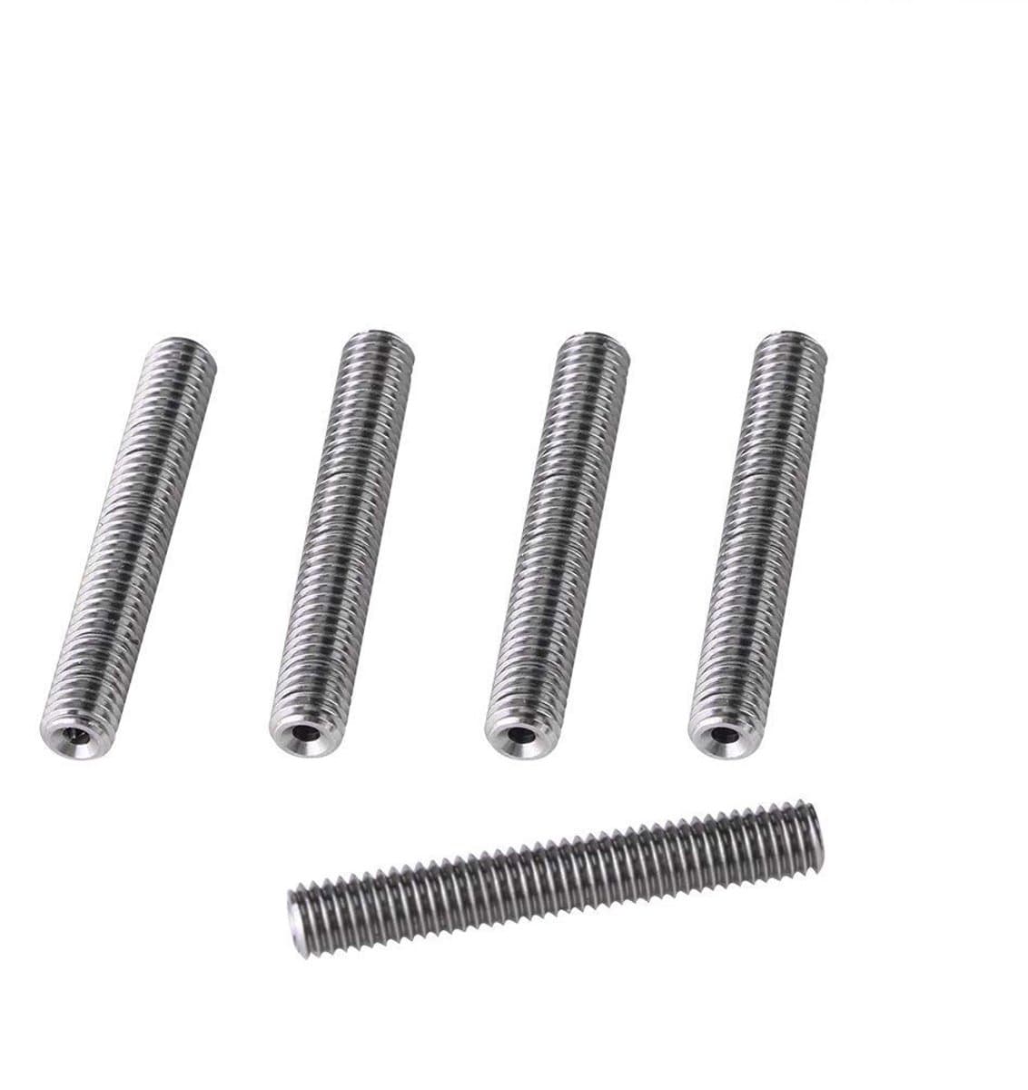 Dailygoods- Mondstuk 5 Stuks - M6x40mm/50mm - 6 mm Schroefdraad - RVS - PTFE Buis - Geschikt voor 1,75 mm Filament - Extruder