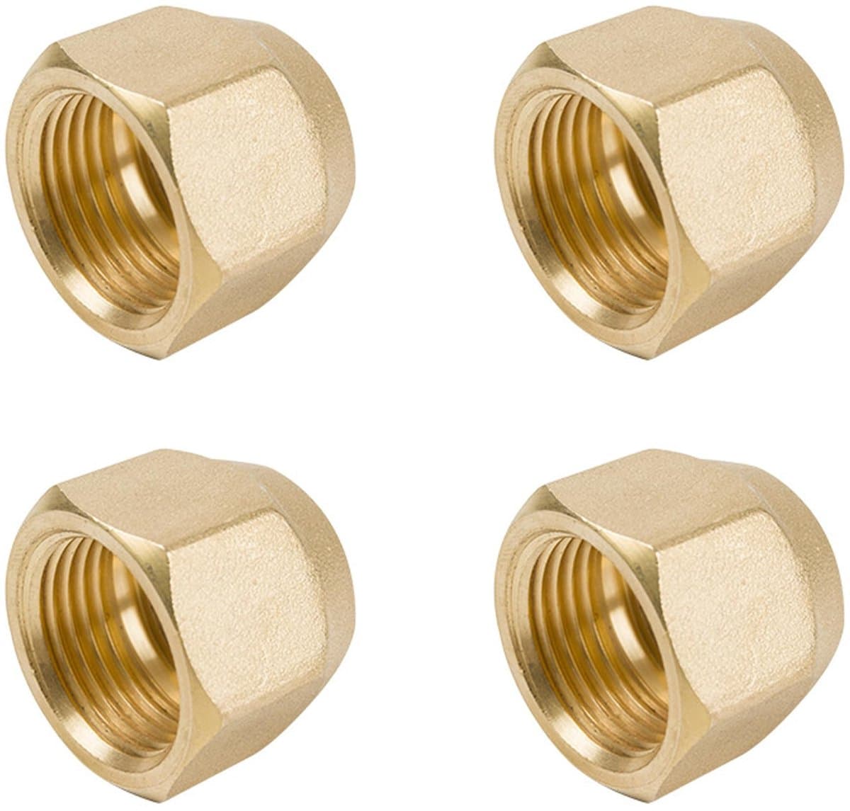 Dailygoods- Flensmoeren Messing - 4 Stuks - 3/8 Inch - Voor Airconditioning - Koelmiddellijn - Eenvoudig te Bedienen - Aansluitmoeren
