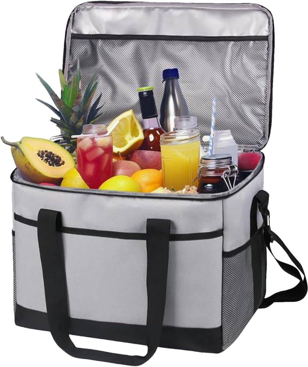 Geïsoleerde Koeltas - Thermos Lunchtas - Buitenactiviteiten Opslag - Waterdichte Warme Koude - 35 Liter Capaciteit - Grijs