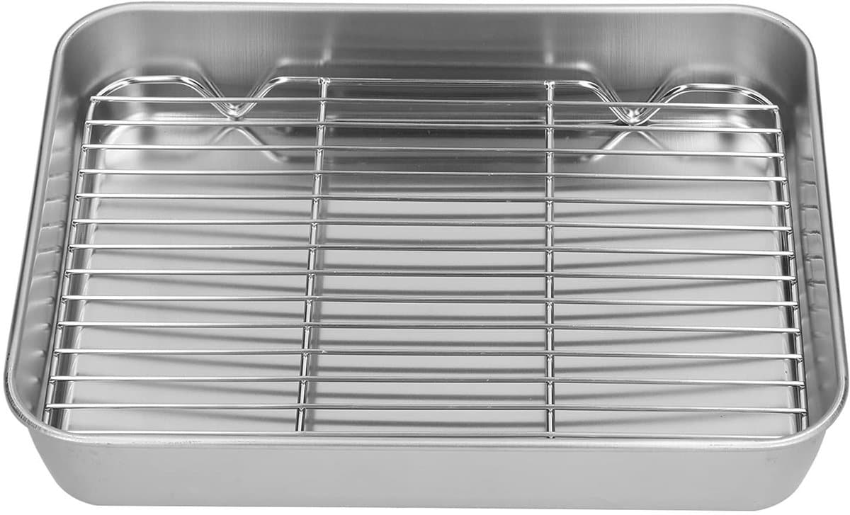 Dailygoods- Braadpan Roestvrij Staal - Rechthoekig - Bakvorm/Grill - Antiaanbak - 26,5x20,5x5 CM - Gemakkelijk Schoon Te Maken - Ovenschaal