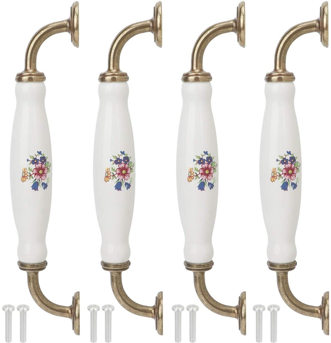 Dailygoods- Kastdeurgreep 4-delig - Keramiek - 160 mm Gatafstand - Deurklink - Meubelbeslag - Geschikt voor houten/aluminium deuren