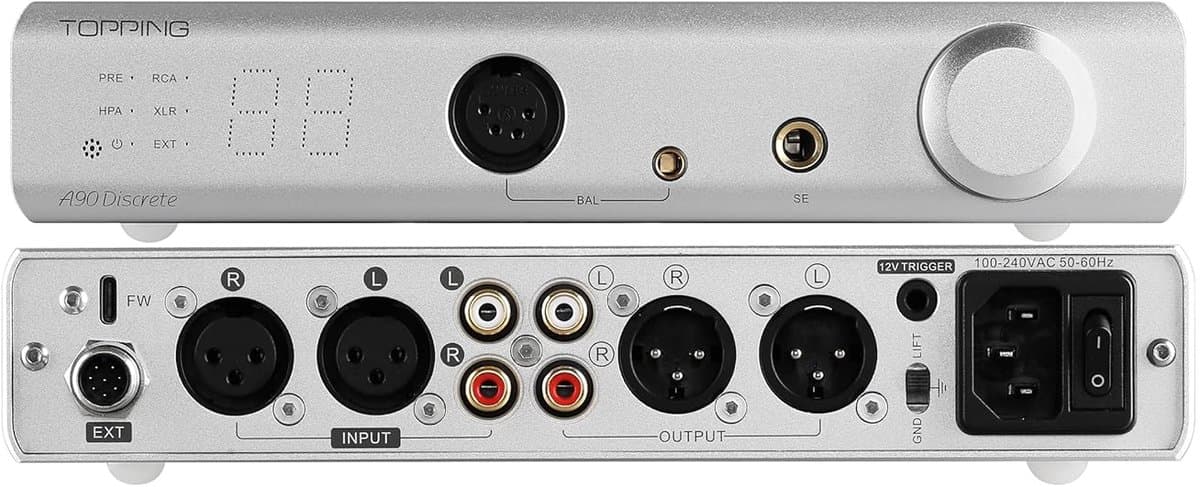 TOPPING A90 Discrete - Headphone Amplifier 4 Pin XLR 4.4 Balanced NFCA Fully Discrete 9800mWx2 Output Power 2 - ShopVlot