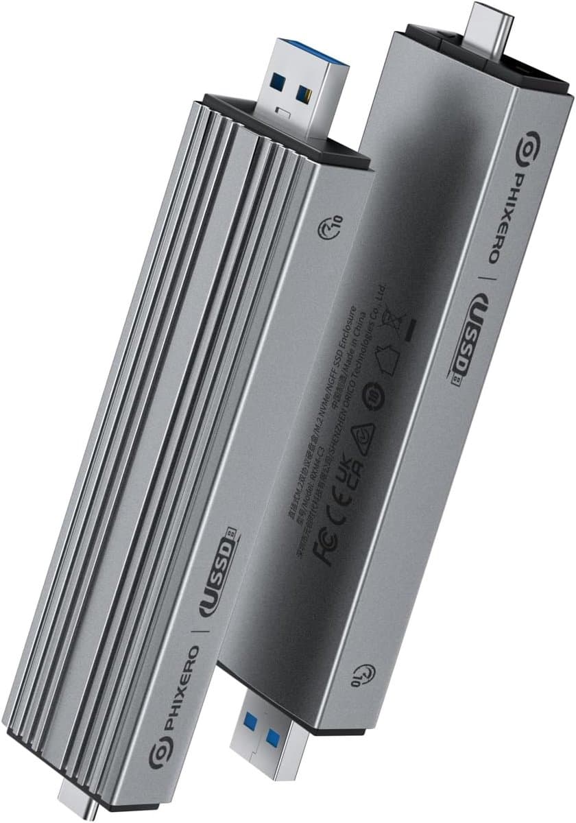 PHIXERO NVMe SATA enclosure, M.2 NVME enclosure tool-free aluminum SSD enclosure, 10Gbps NVMe PCIe and 6Gbps AHCI - ShopVlot