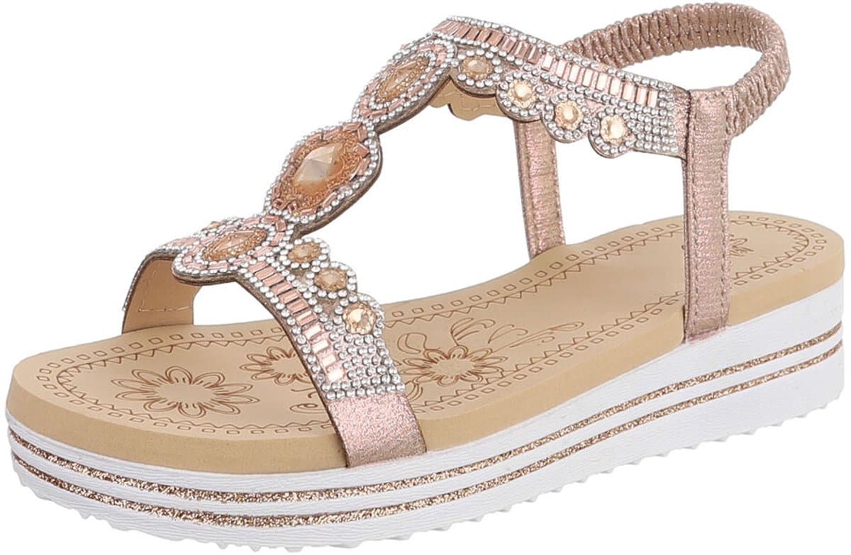 Dames sandalen met strass en plateauzool Mt:41