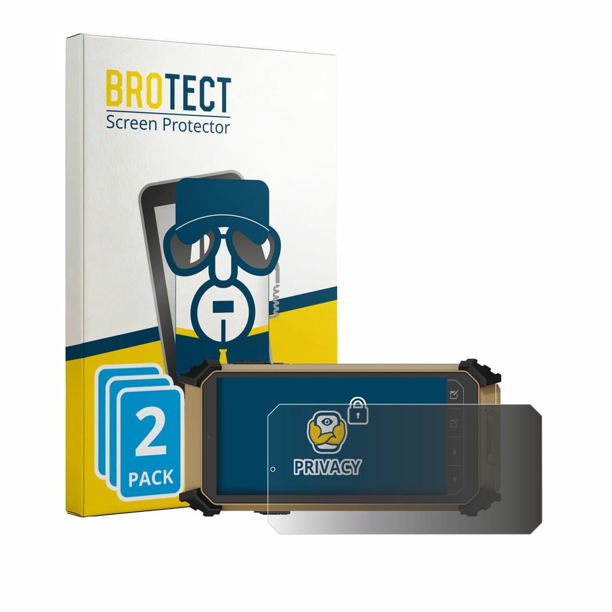 BROTECT - privacy screenprotector voor DT Research DT361DM (Landschapsmodus) - Folie Beschermfolie Blauwlichtfilter 2 Stuks
