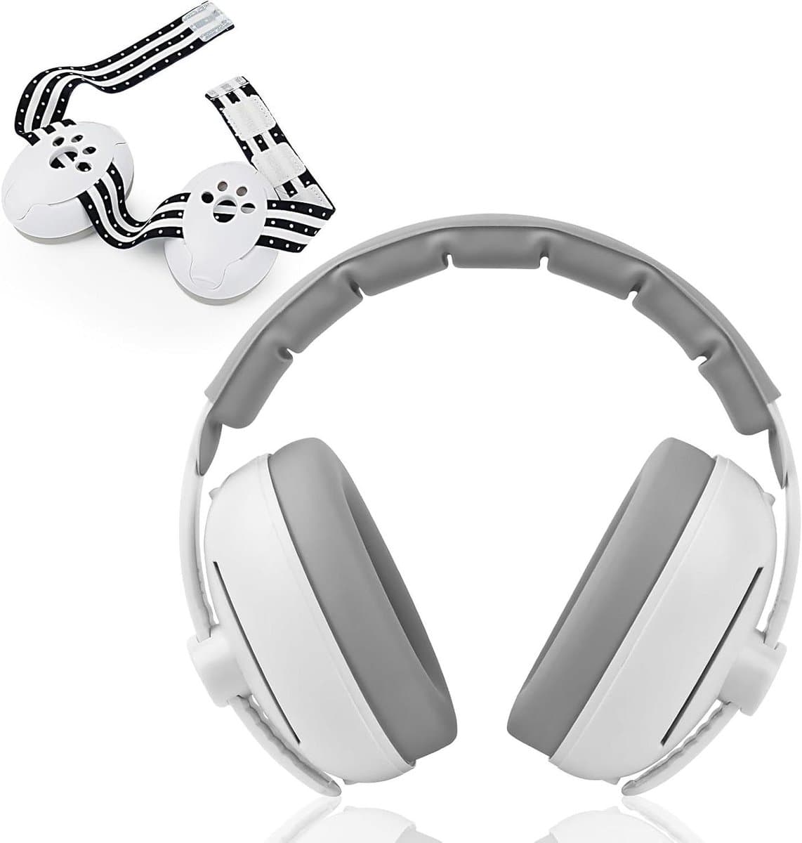 Baby Gehoorbescherming - Koptelefoon Oordopjes - Geluidsreductie Baby - 2-in-1 Ontwerp - 18.5 cm - Wit