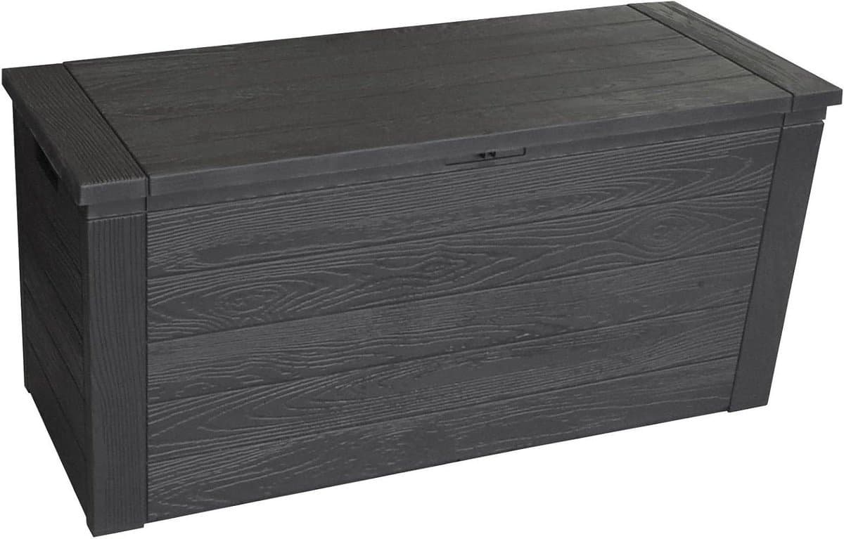 Opbergbox Tuin - Kussenbox Buiten - Tuinspullen Opbergen - Houtlook Design - 300 Liter - Antraciet