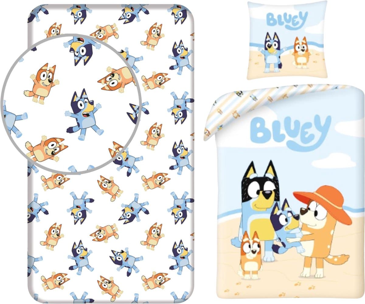 Bluey slaapkamerset; dekbedovertrek en hoeslaken