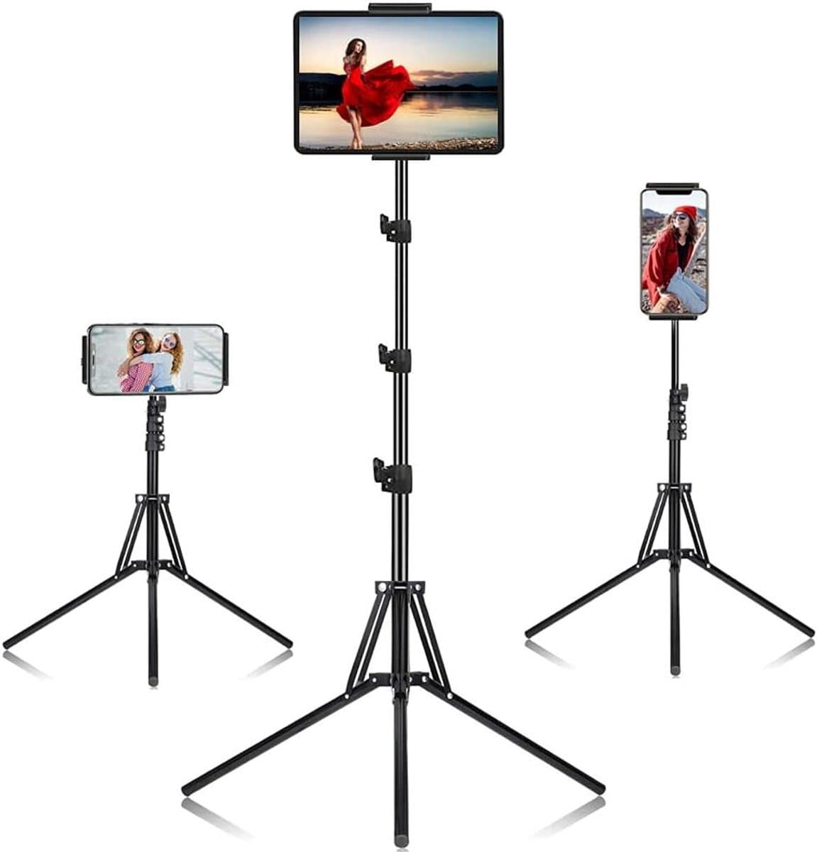 Tablet Stand - Verstelbaar Statief - Handsfree Gebruik - Lichtgewicht Aluminium - Tot 165 cm - Zwart