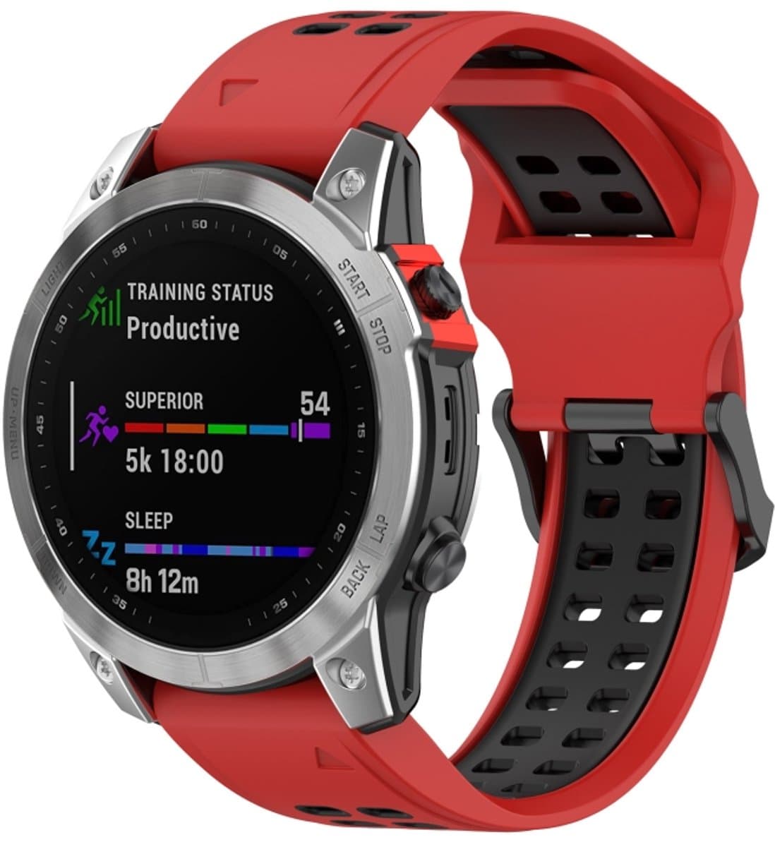 Voor Garmin Descent G1/Coros Vertix 22mm Quick Release dubbele rij siliconen horlogeband (rood zwart)