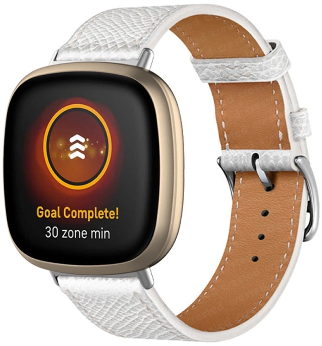Voor Fitbit Versa 4 / Sense 2 Universele lederen horlogeband (wit)