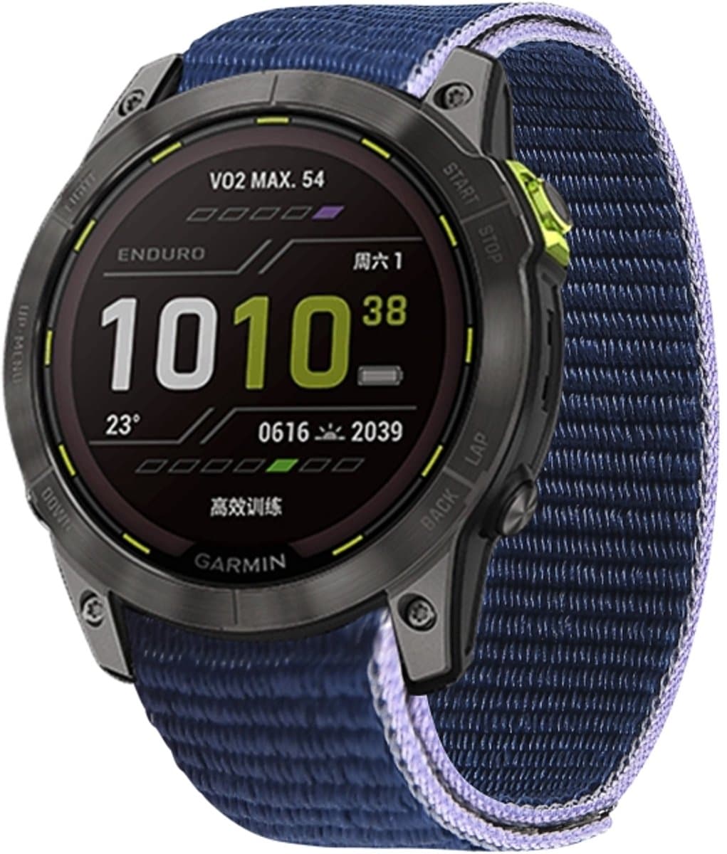 Voor Garmin Fenix 7X klittenband nylon horlogeband (middernachtblauw)
