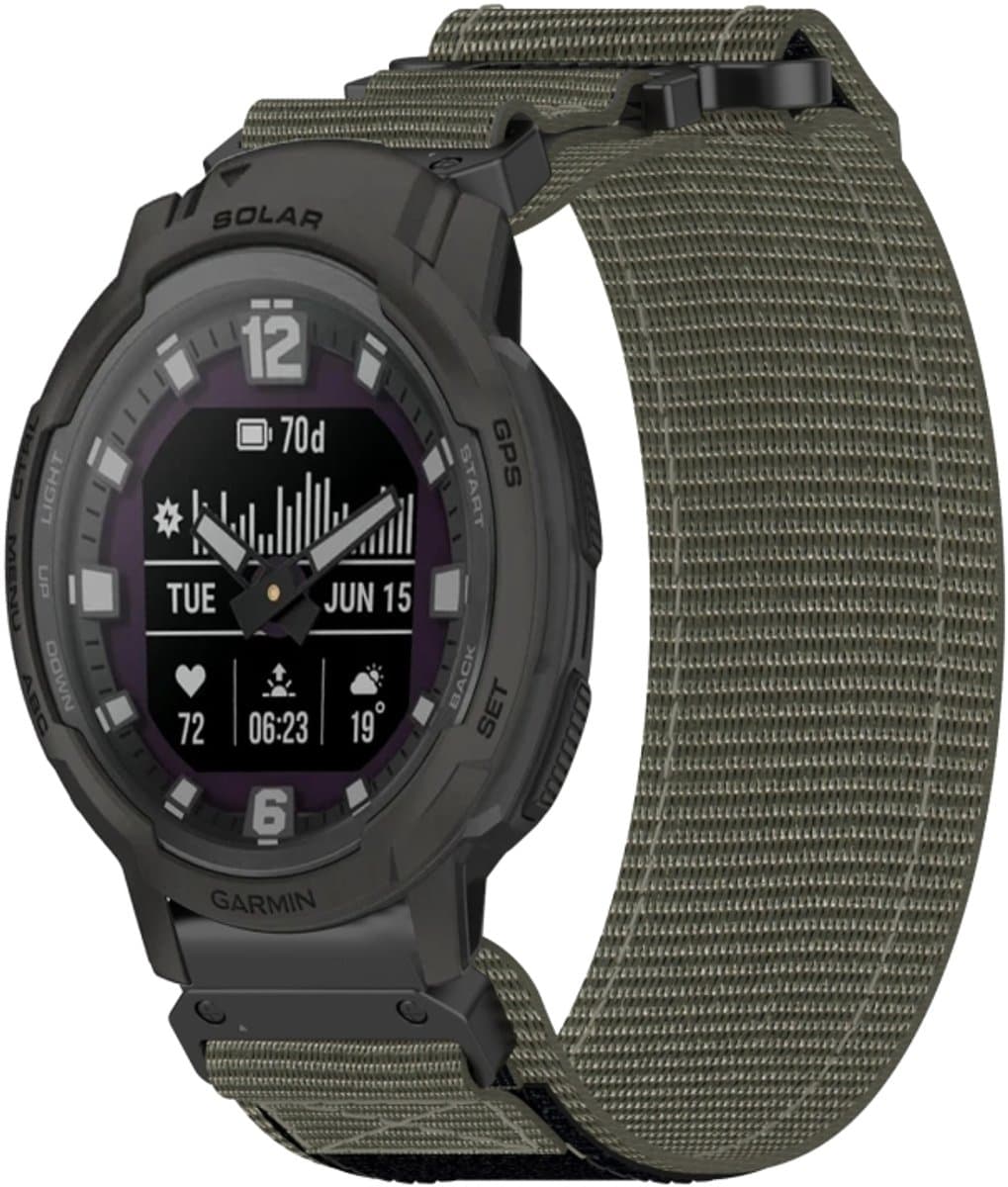 Voor Garmin Instinct Crossover Solar 22 mm nylon klittenbandsluiting horlogeband (grijs)