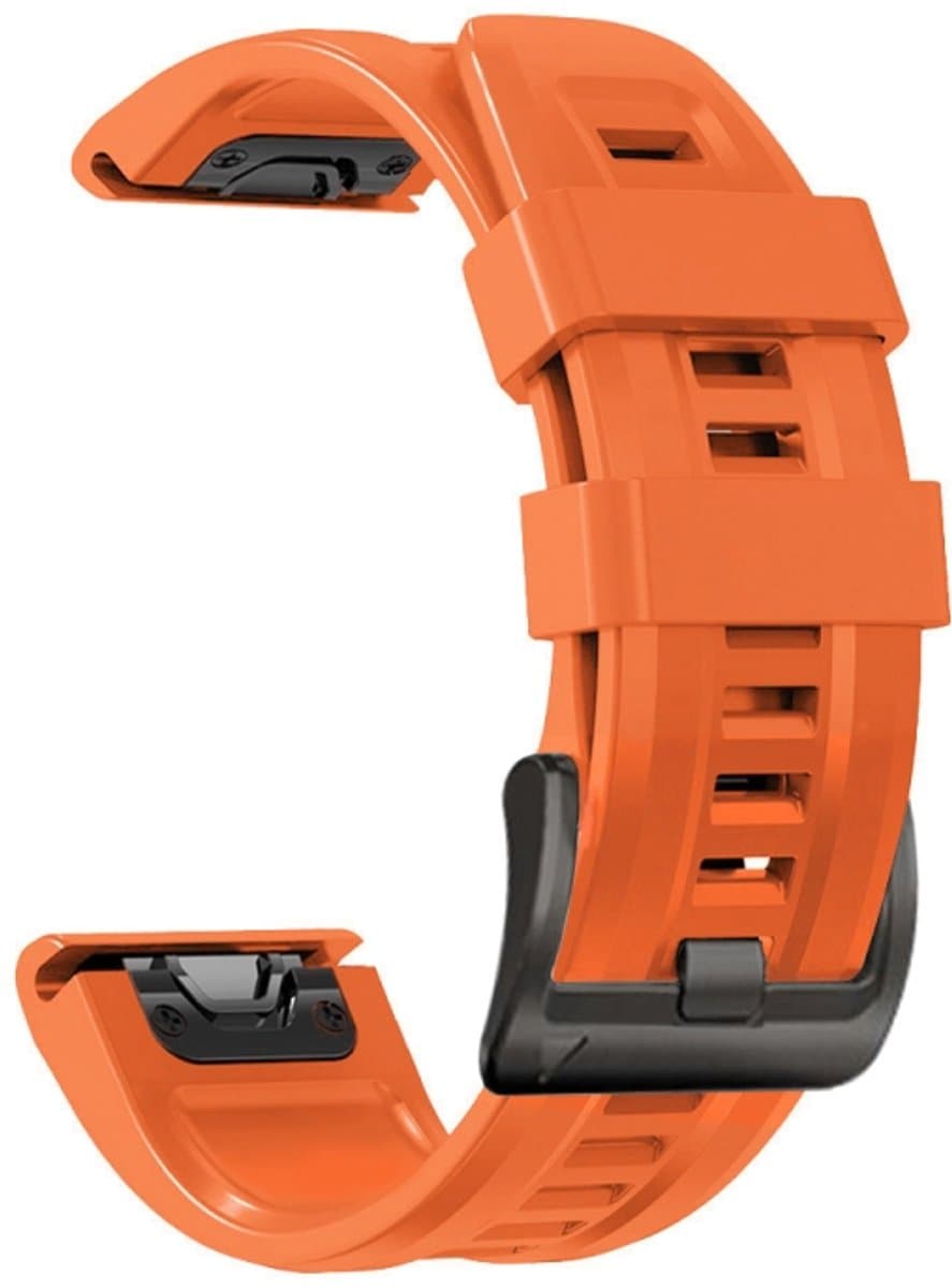 Voor Garmin Fenix 7/6 PRO / 5 Plus 22mm Zwart Buckle Silicone Watchband (Oranje)
