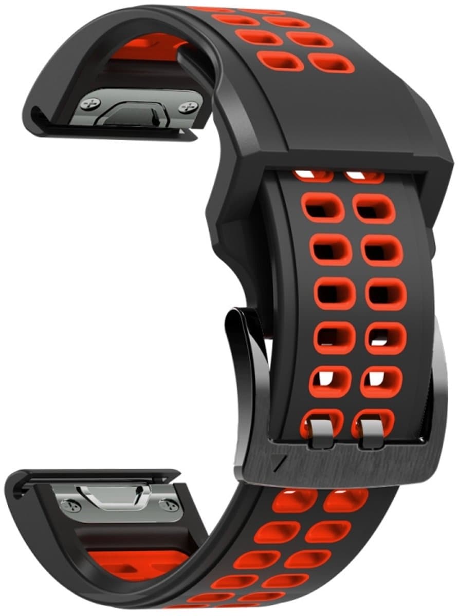 Voor Garmin Fenix 6 Snelle Release Dubbele Rij Siliconen Watchband (zwart rood)