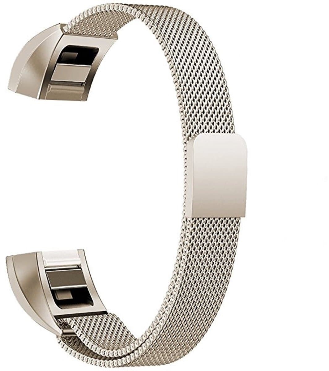 Roestvrijstalen magneetpolsband voor FITBIT Alta, maat: klein, 130-170 mm (champagne goud)