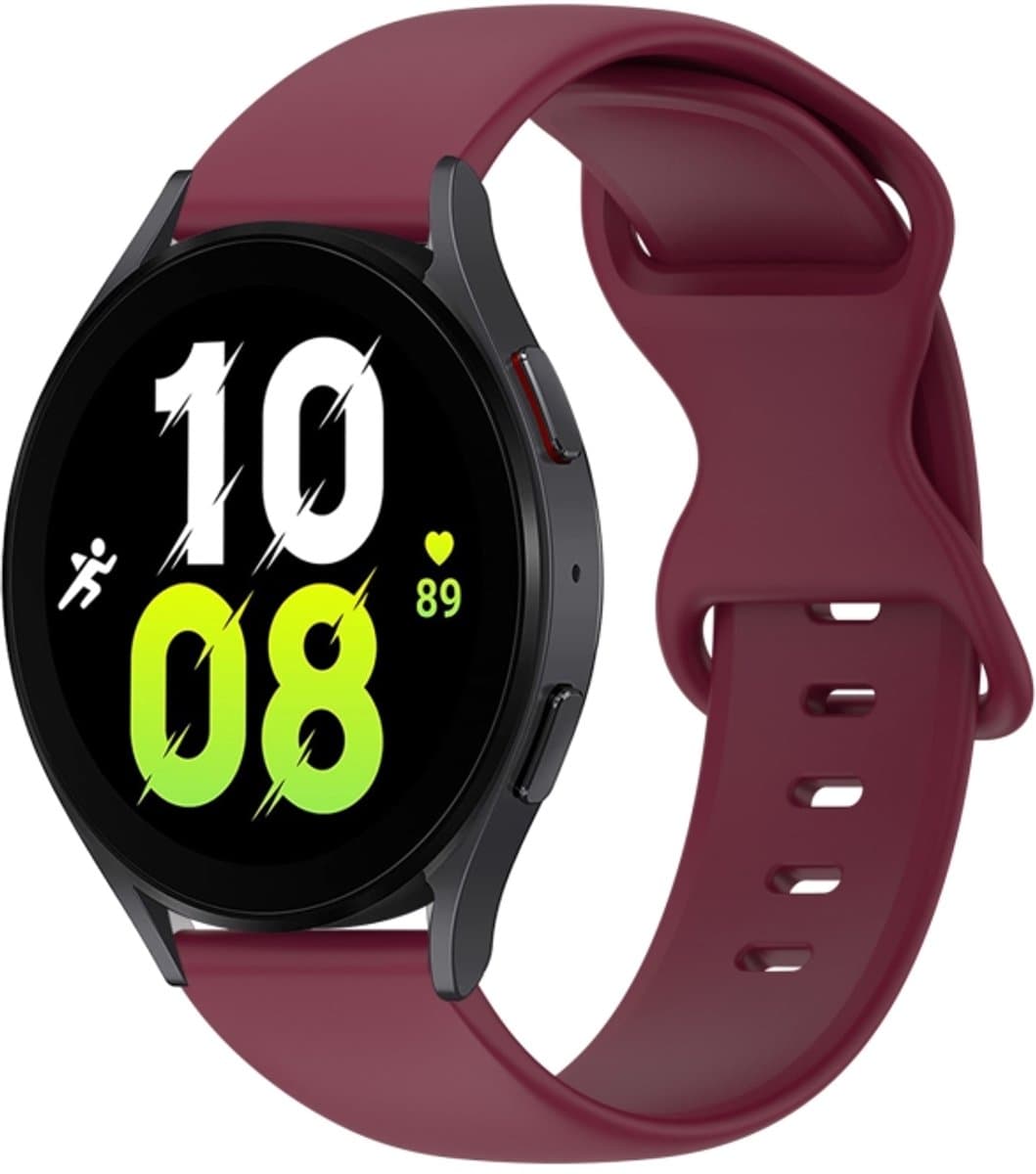 Voor Samsung Galaxy Watch 5 44mm 20mm vlindergesp Effen kleur siliconen horlogeband (bordeaux)