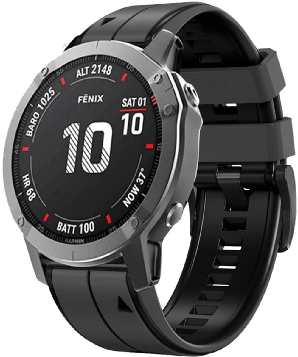 Voor Garmin Fenix 6 22mm siliconen sport tweekleurige horlogeband (koolstofas + zwart)