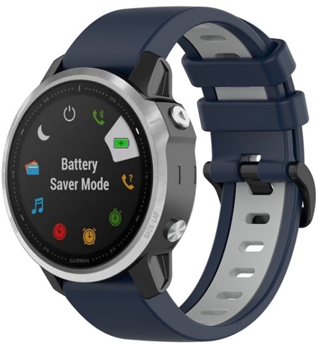 Voor Garmin Fenix 6X siliconen tweekleurige band (middernachtblauwgrijs)