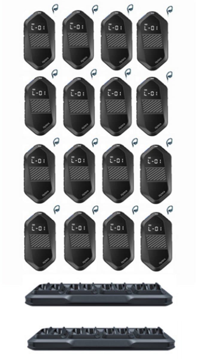 Set van 16 Hytera S1E LF Mini Portofoon vergunning vrij IP67 waterdicht met C-ring oortje en multilader