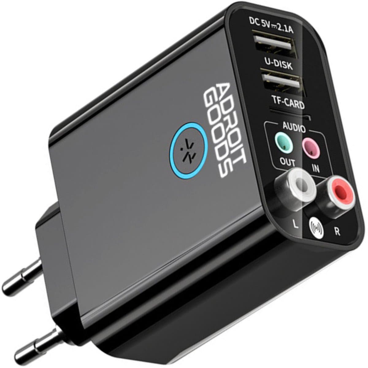tooth 5.3 Audio Adapter RX/TX met AUX & RCA, USB/TF Muziekspeler, 2.1A Snellader, App & Afstandsbediening, Universeel 220V