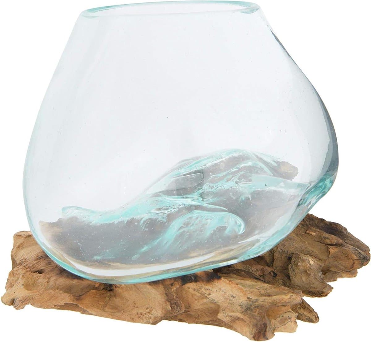 Glazen Plantenbak - Vaas - Decoratie - Uniek Smelt Glas Design - 7x7x6.5 Inch - Helder