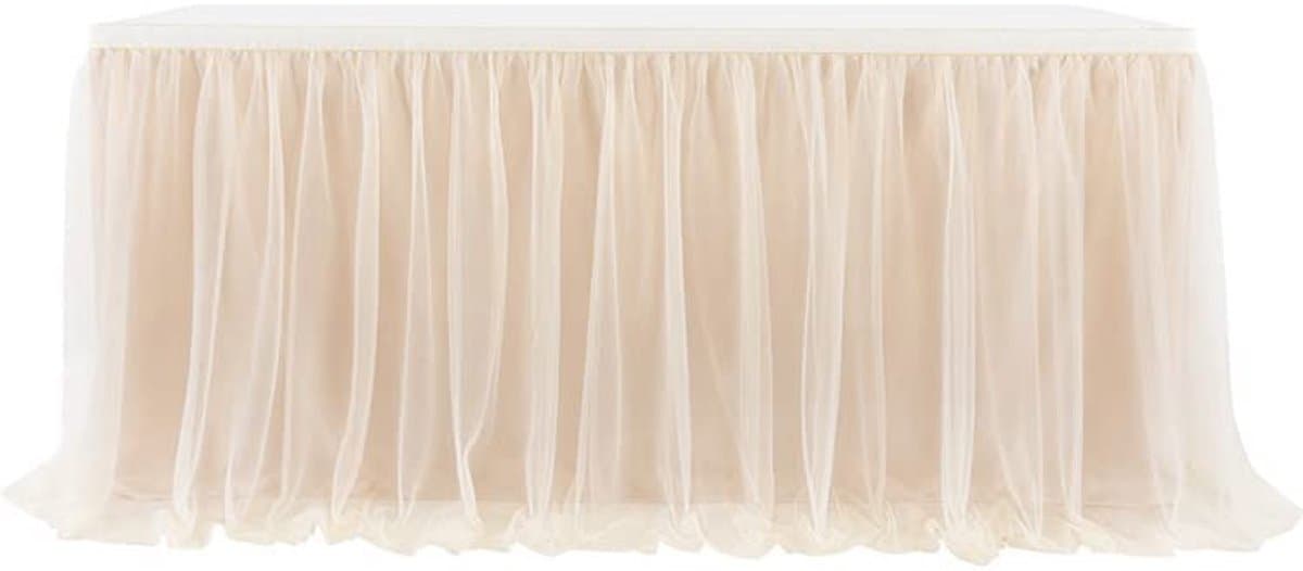 Allecto - Tule tafelrok - Romantisch mesh - Perfect voor feestelijke gelegenheden - 2,75 x 0,77 m - Tafelkleed voor babyshower en bruiloft - Creëer...