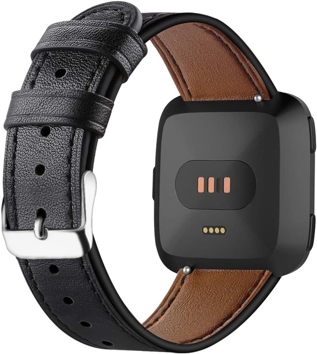 Stijlvolle leren vervangband voor Fitbit Versa 2, ademend sportarmband met metalen gesp, geschikt voor mannen en vrouwen, perfect voor dagelijks gebruik en fitness.