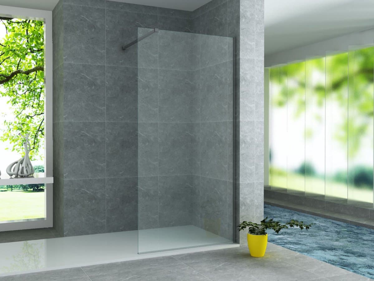 ALONI glazen inloopdouchewand – 80x200 cm – 8 mm veiligheidsglas – zonder bevestigingen