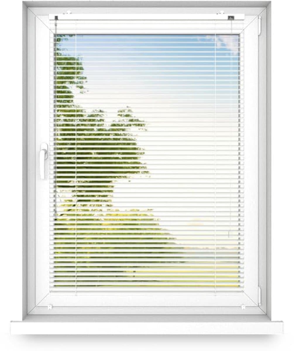 time4blinds - Binnenjaloezieën Zonder Boren - Aluminium Jaloezieën - Aluminium Rolgordijnen voor Woonkamer, Slaapkamer, Keuken, Kantoor - met Koordgeleiders - Wit Glans, Rechts, 1700x500