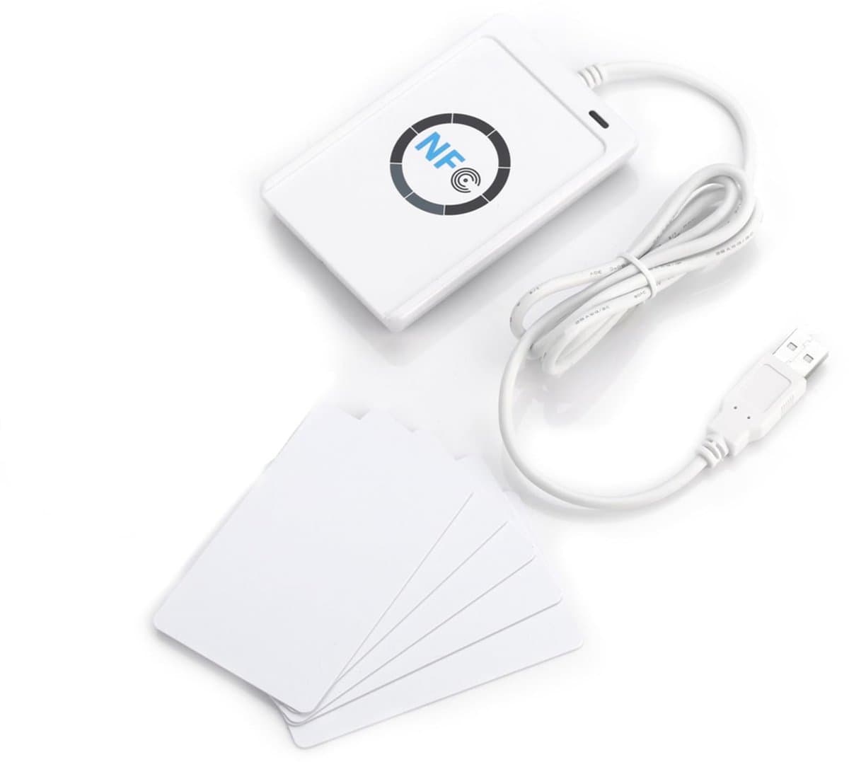 aladdien - NFC Reader - Contactloze Lezer - Geschikt voor Kantoor en Thuisgebruik - Wit - Ondersteunt ISO 14443 A en B - Ultralight C en Plus SL1