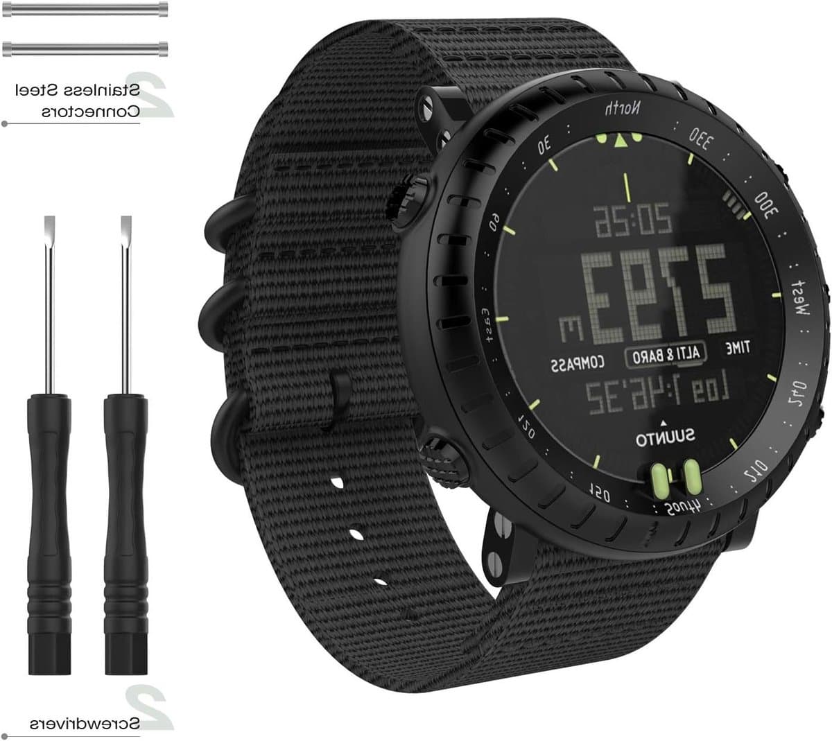 Verstelbare Nylon Vervangband voor Suunto Core Smartwatch met Dubbele Gesp en Comfortabele Pasvorm - Ideaal voor Sport en Dagelijks Gebruik