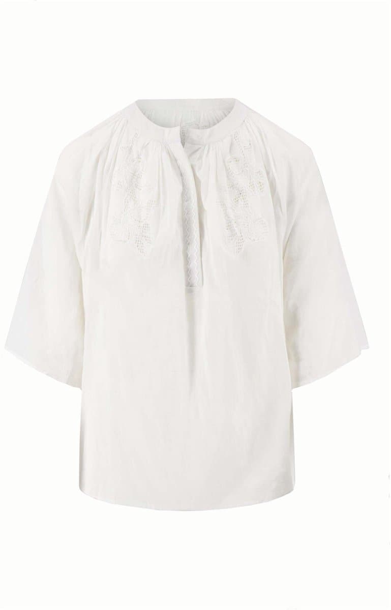 Zusss Blouse Borduur Bloem Mesh Blouse 0309-0060 Off White Dames Maat - L