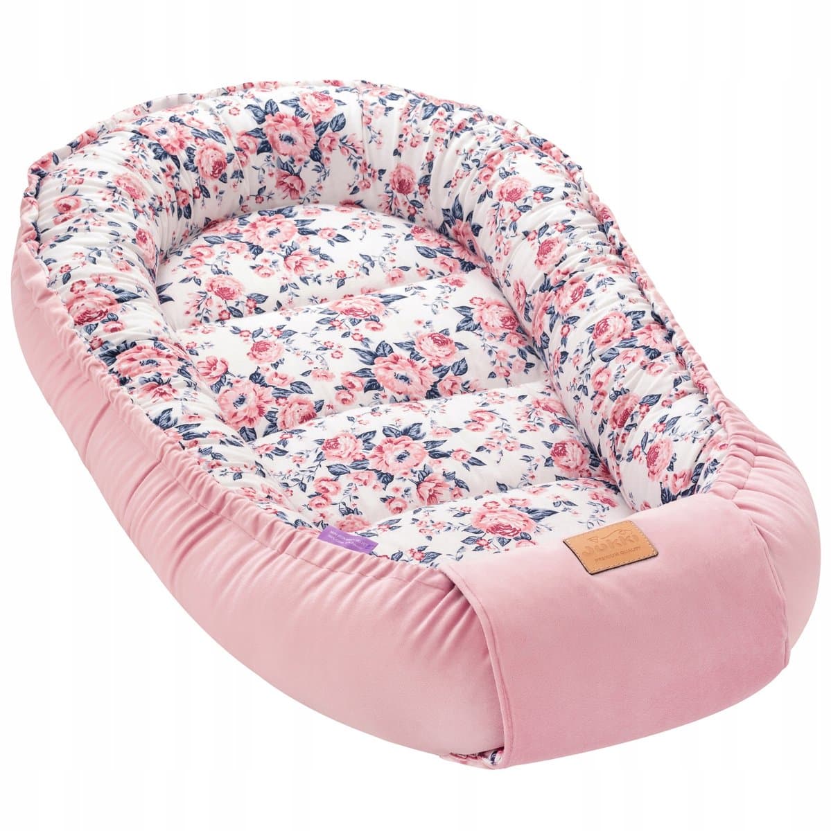 Jukki Babynest Comfort Fluweel - Roze & Rookroze