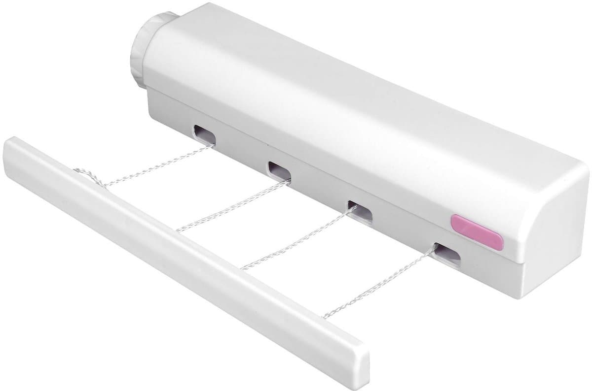 Dailygoods- Waslijn Intrekbaar 3,75 m - Telescopische Wandwasdroger - 4/5 Draden - Duurzaam - Ruimtebesparend - Tot 8 kg Belastbaar - Wasrek