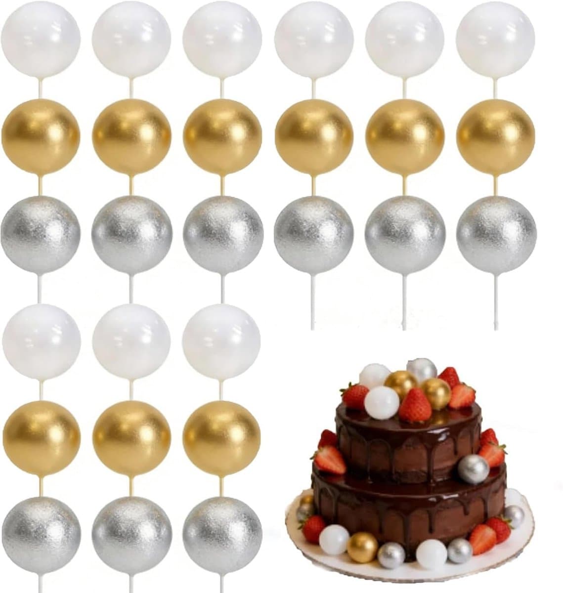 Dailygoods- Taarttopper Verjaardag - Taartdecoratie Set - Taartversiering - Bruiloft - Jubileum - 30 Stuks Hoogwaardig Schuim