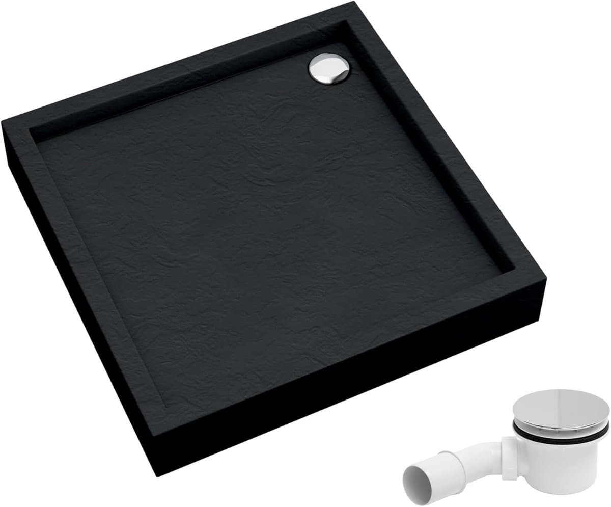 Douchebak - Douchevloer - Badkamer Renovatie - LeakProtect Technologie - 90x90 cm - Zwart Steen