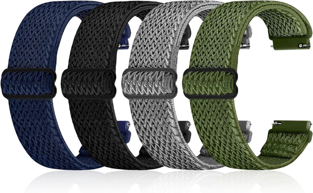 Nylon Horlogebanden - Elastische banden - Smartwatch personaliseren - Quick release - 20 mm - Vier kleuren