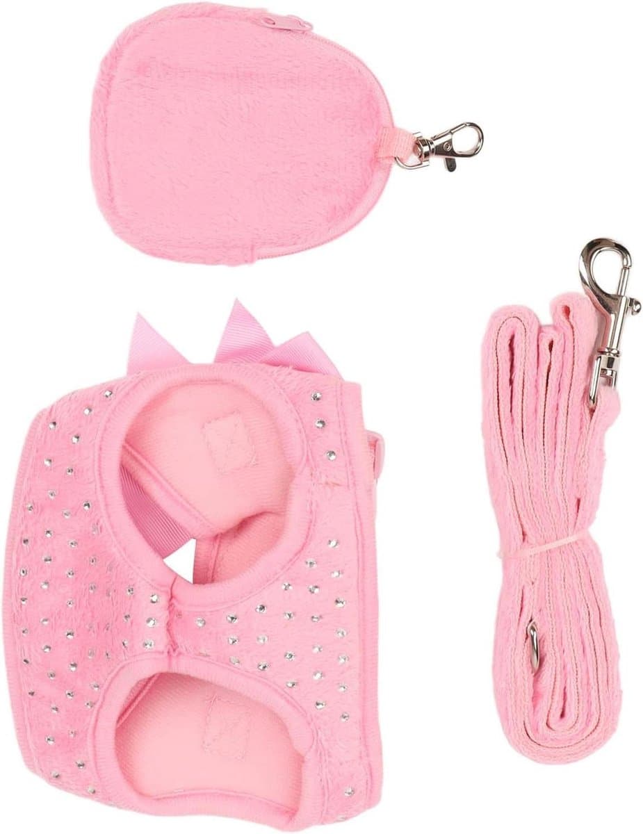 Hondentuig met Strik - Harnas voor Honden - Dagelijkse Wandelingen - Ademend Polyester Materiaal - Maat M - Roze
