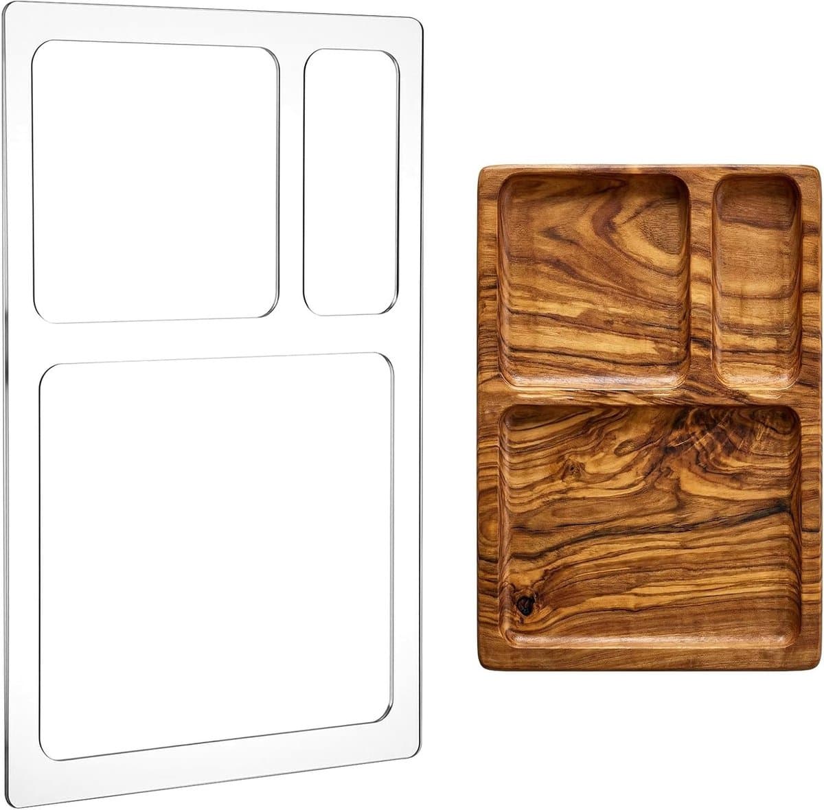 Rechthoekige Acryl Sjablonen voor Houtbewerking - 3 Pocket Valet Tray Router Templates, Transparante Inlay Sjablonen voor Creatieve Projecten en Studenten Schilderen