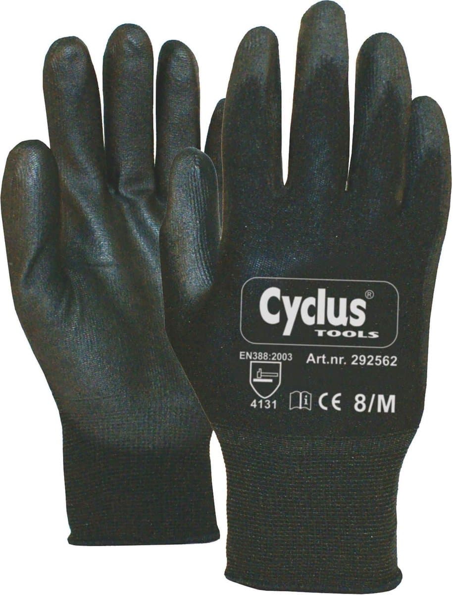 Cyclus Montagehandschoenen - Katoen - Vingerbescherming - Maat M - Zwart/Geel